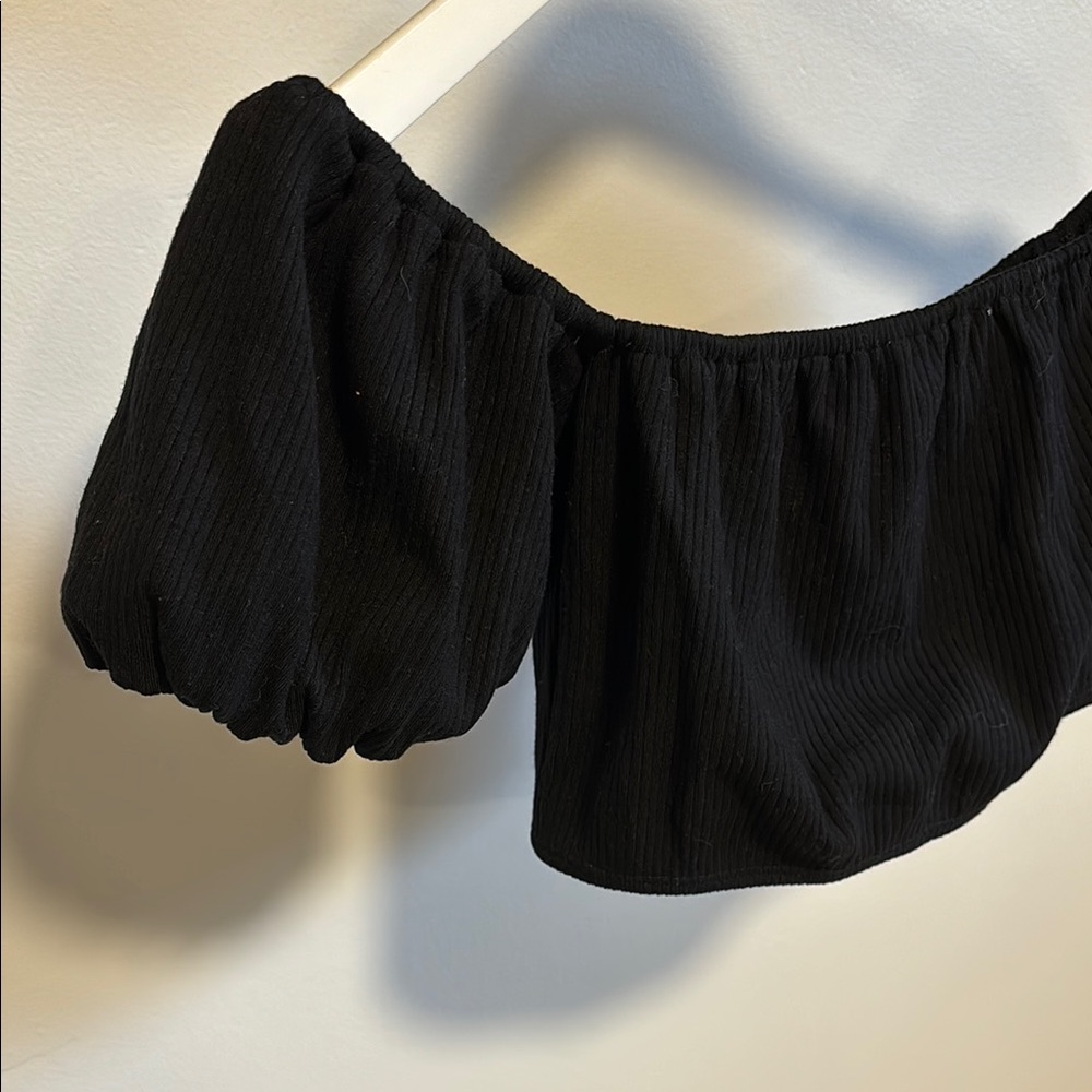 Reformation off the shoulder puff sleeve crop top. - Picture 2 of 5